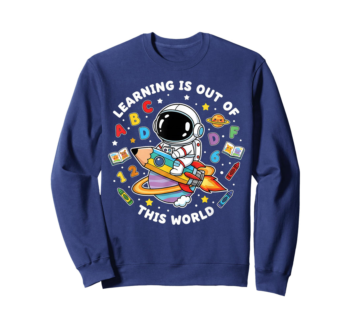 Learning is Out of This World Astronaut Pencil Space Rocket T-Shirt