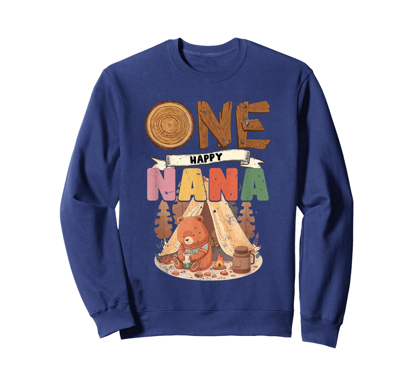 One Happy Nana Camper 1St Birthday Camping Bear T-Shirt