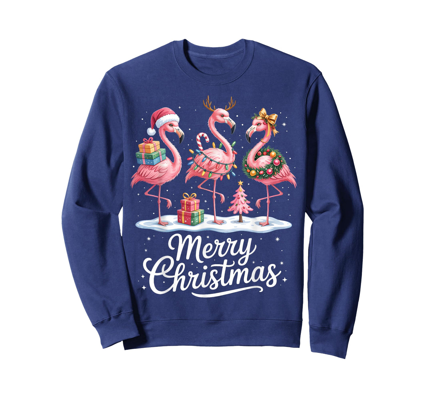 Merry Christmas Flamingo Women Girls Kids Xmas Flamingos T-Shirt