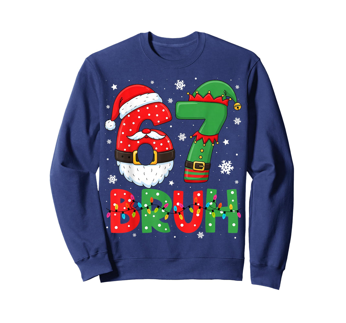 Funny Bruh 67 Six Seven 6 7 Meme Christmas Boys Santa Elf T-Shirt