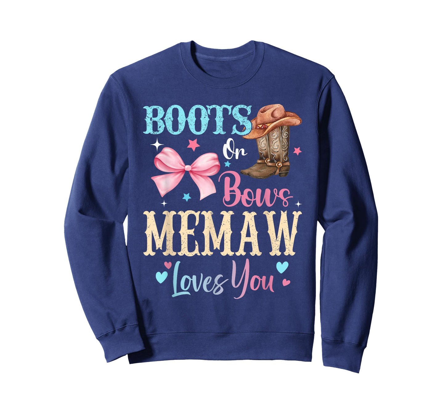 Boots or Bows Memaw Loves You Gender Reveal Family T-Shirt