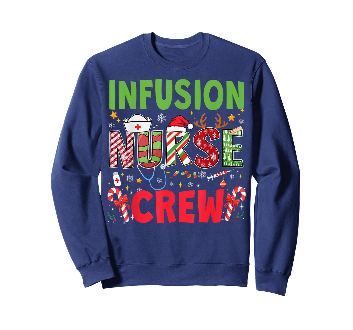 Infusion Nurse Christmas Crew Funny Xmas Nurses Group Pajama T-Shirt