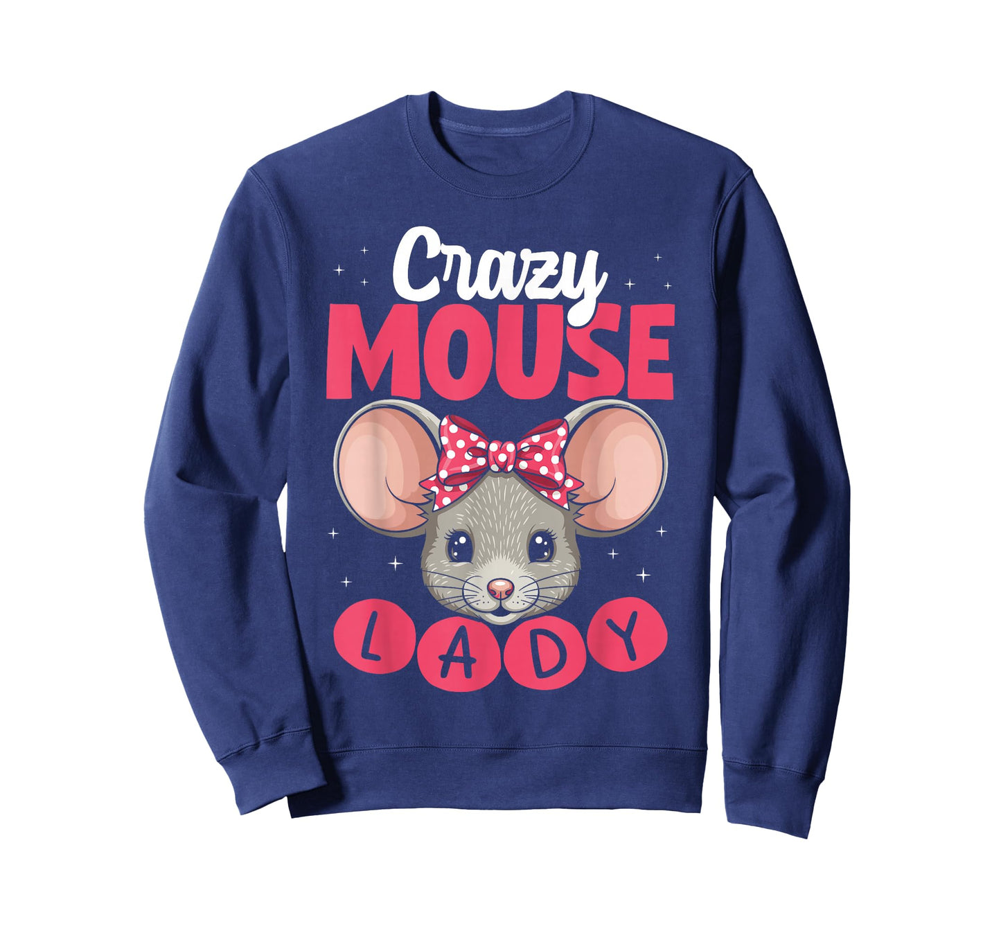 Crazy Mouse Lady Graphic with Hair Ribbon Girls Cute Mouse T-Shirt