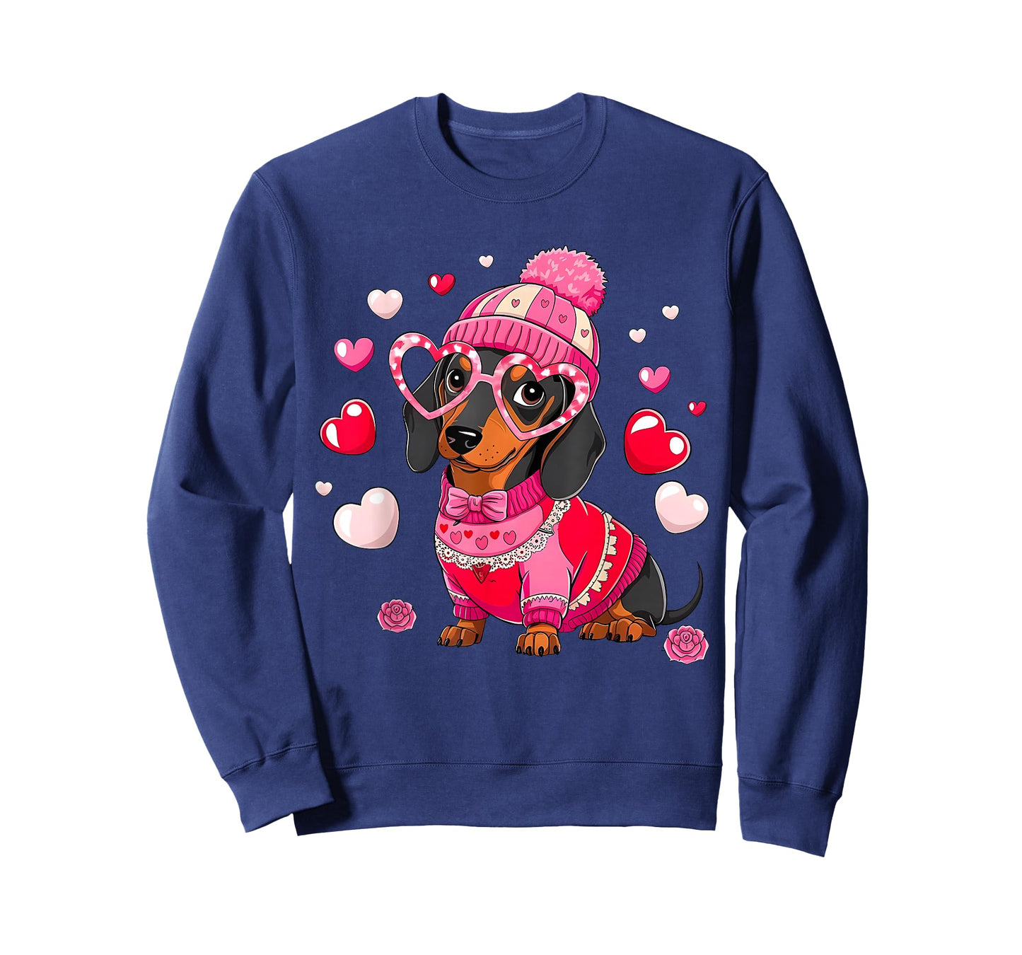Cute Dachshund Valentine's Day Heart Lover Dog Mom Women T-Shirt