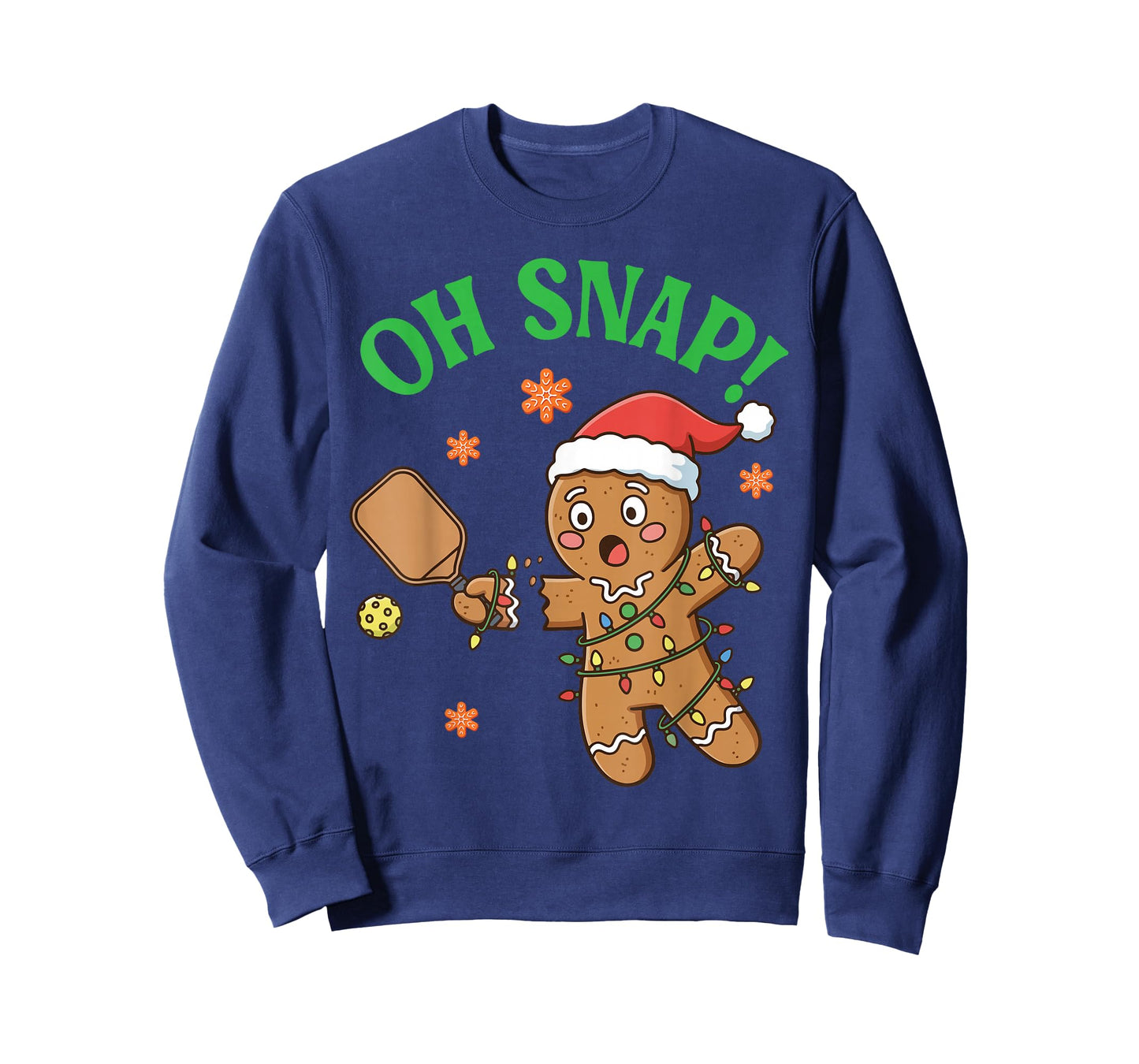Funny Gingerbread Pickleball Christmas Cookie Oh Snap Santa T-Shirt