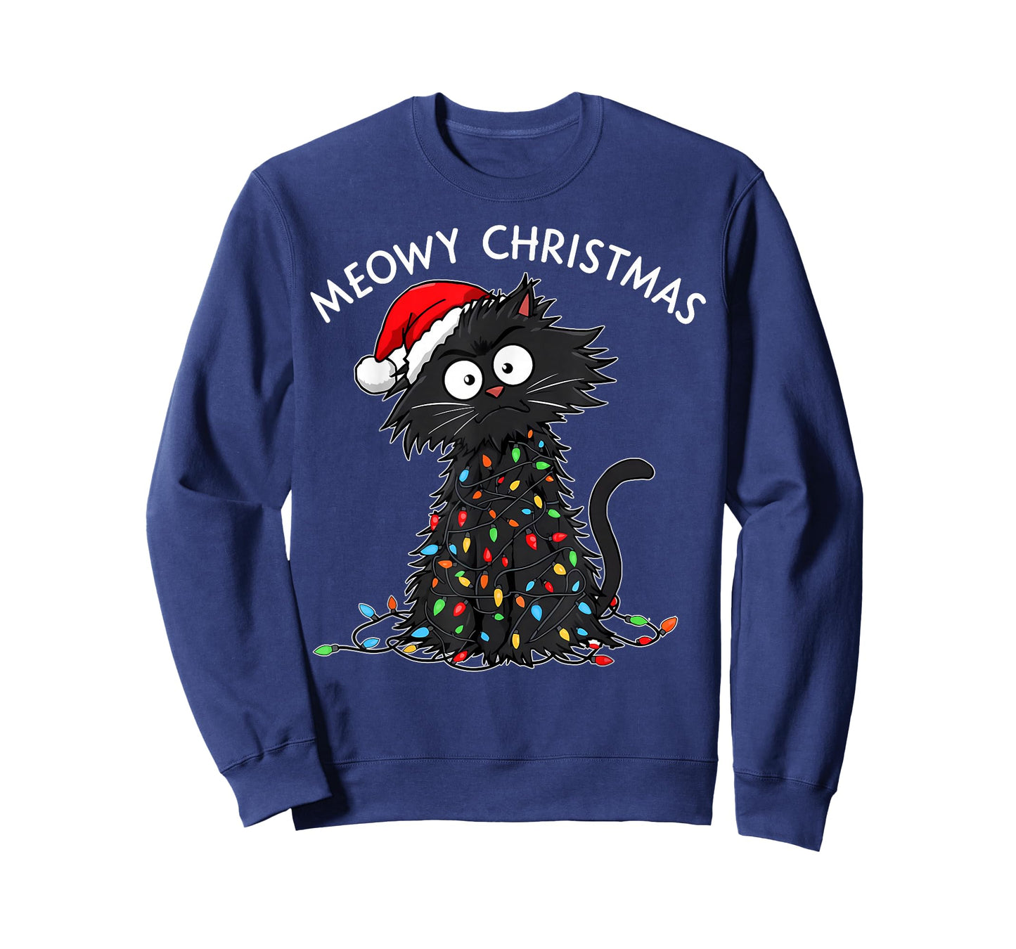 Funny Cat Meowy Christmas Lights Pet Lover Xmas Holiday T-Shirt