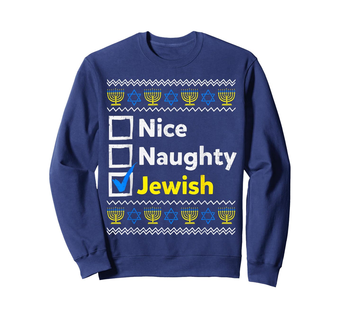 Nice Naughty Jewish Christmas Ugly Hanukkah Menorah Chanukah T-Shirt