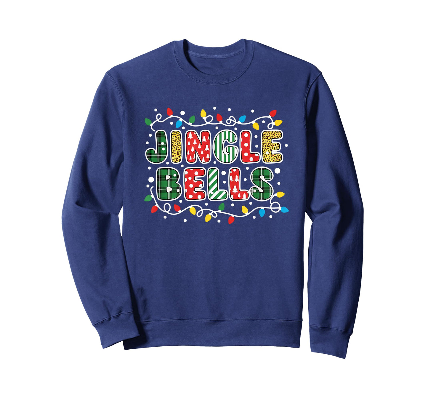 Christmas Jingle Bells Colorful Holiday Lights Plaid Polka T-Shirt