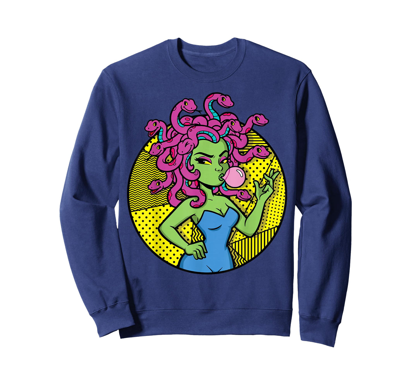 Medusa Blowing Bubble Gum Funny Snake Mythology Feminist T-Shirt