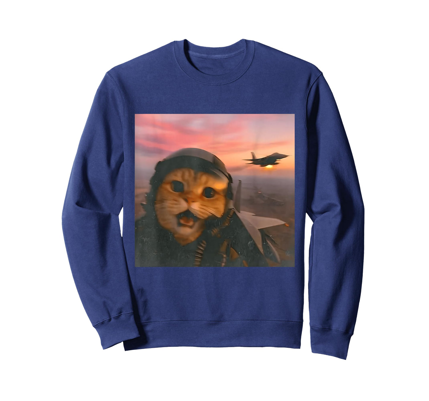 Funny Fighter Pilot Cat Vintage Fighter Jet Cat Meme Gen Z T-Shirt