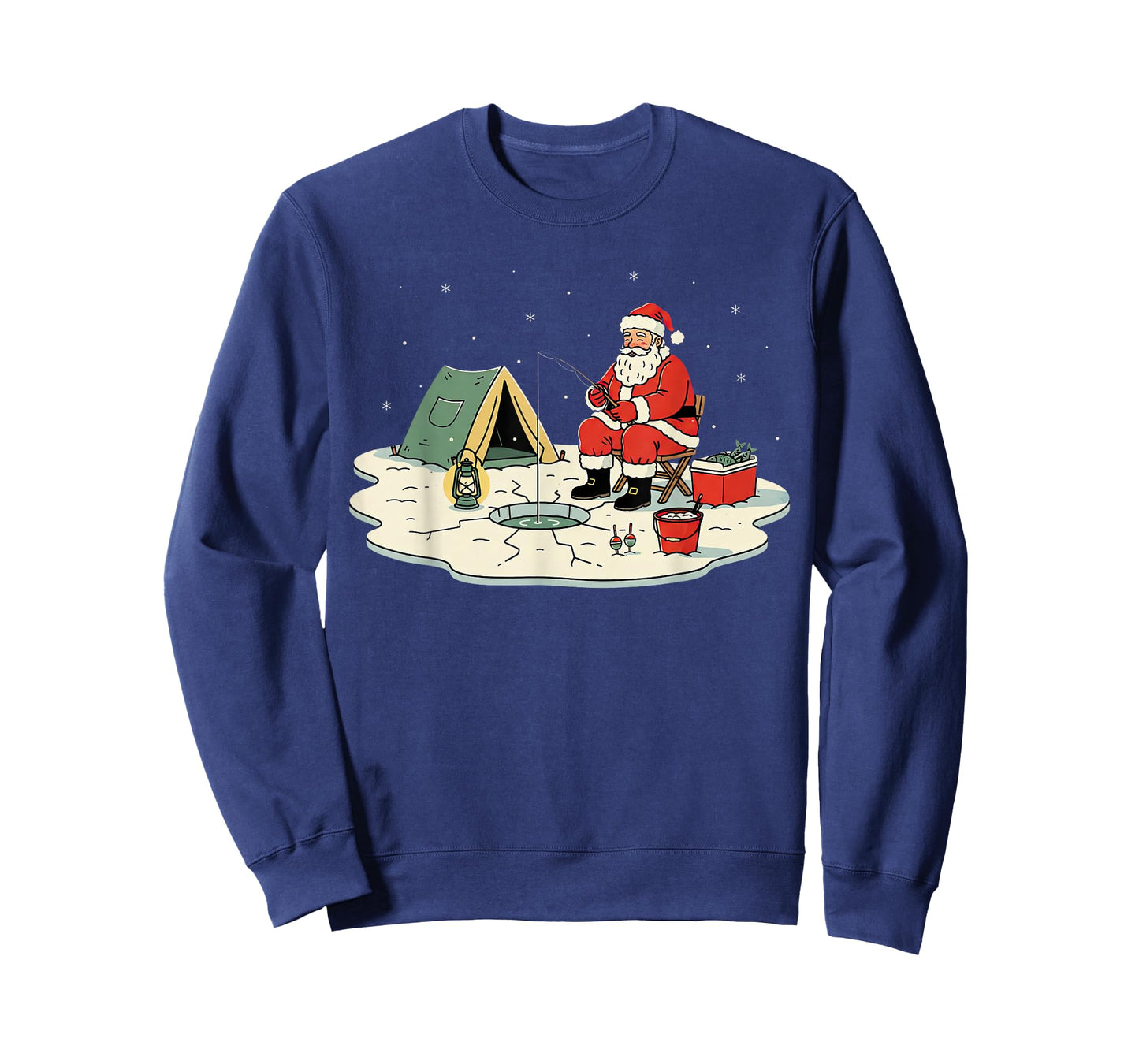 Cute Santa Ice Fishing Camping Christmas Holiday T-Shirt