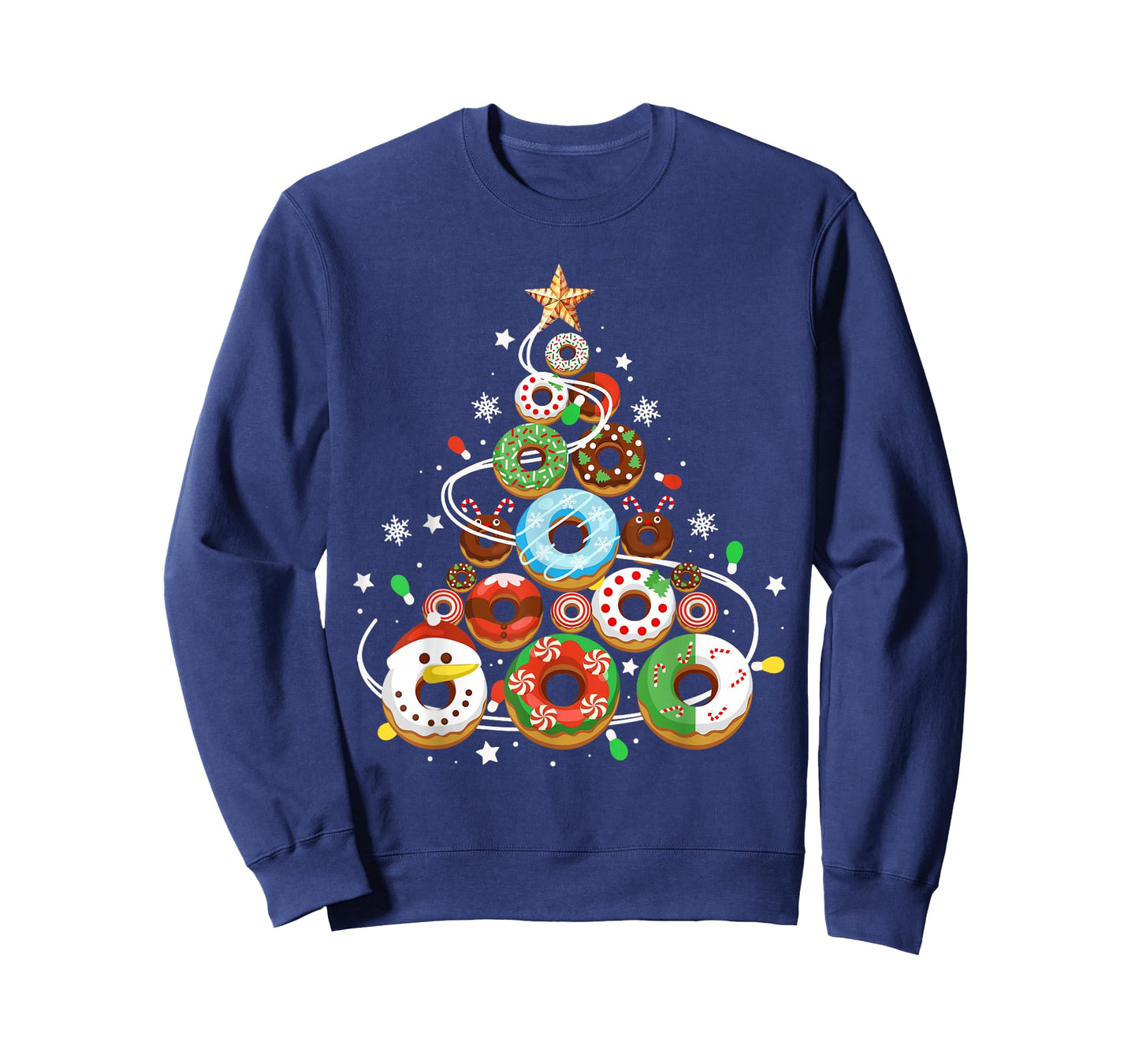 Funny Donuts Christmas Tree Lights Xmas PJS Boys Kids Girls T-Shirt