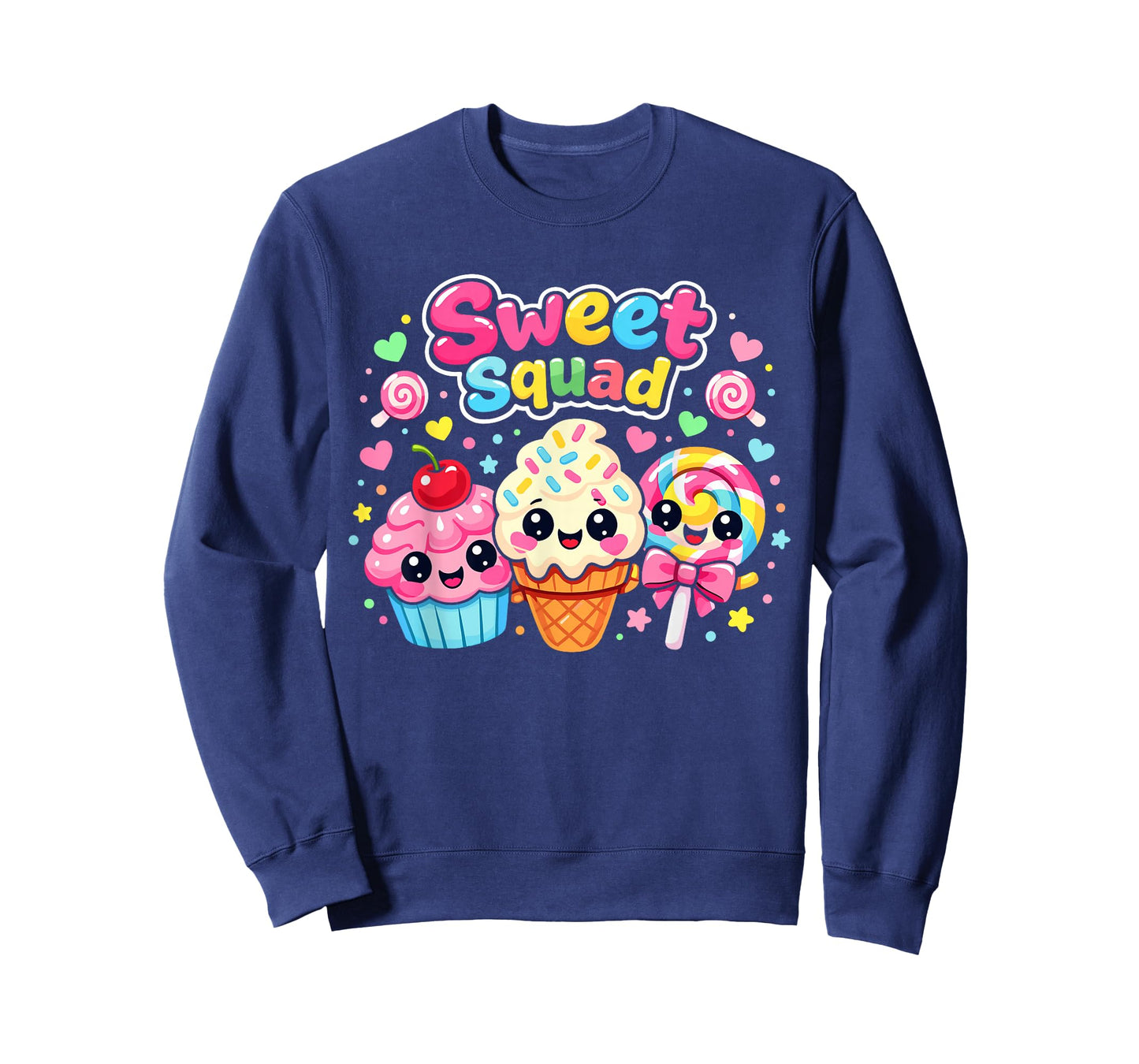 Sweet Squad Kawaii Dessert Cupcake Ice Cream Lollipop Kids T-Shirt