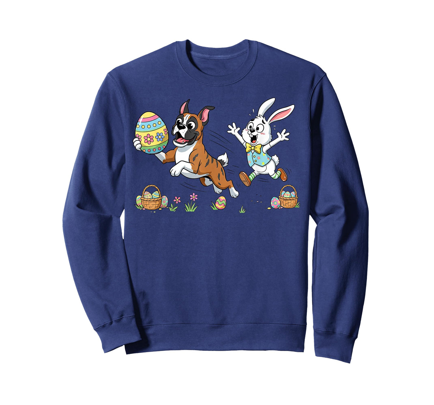 Funny Boxer Dog Bunny Easter Egg Kids Mens Womens Easter Day T-Shirt