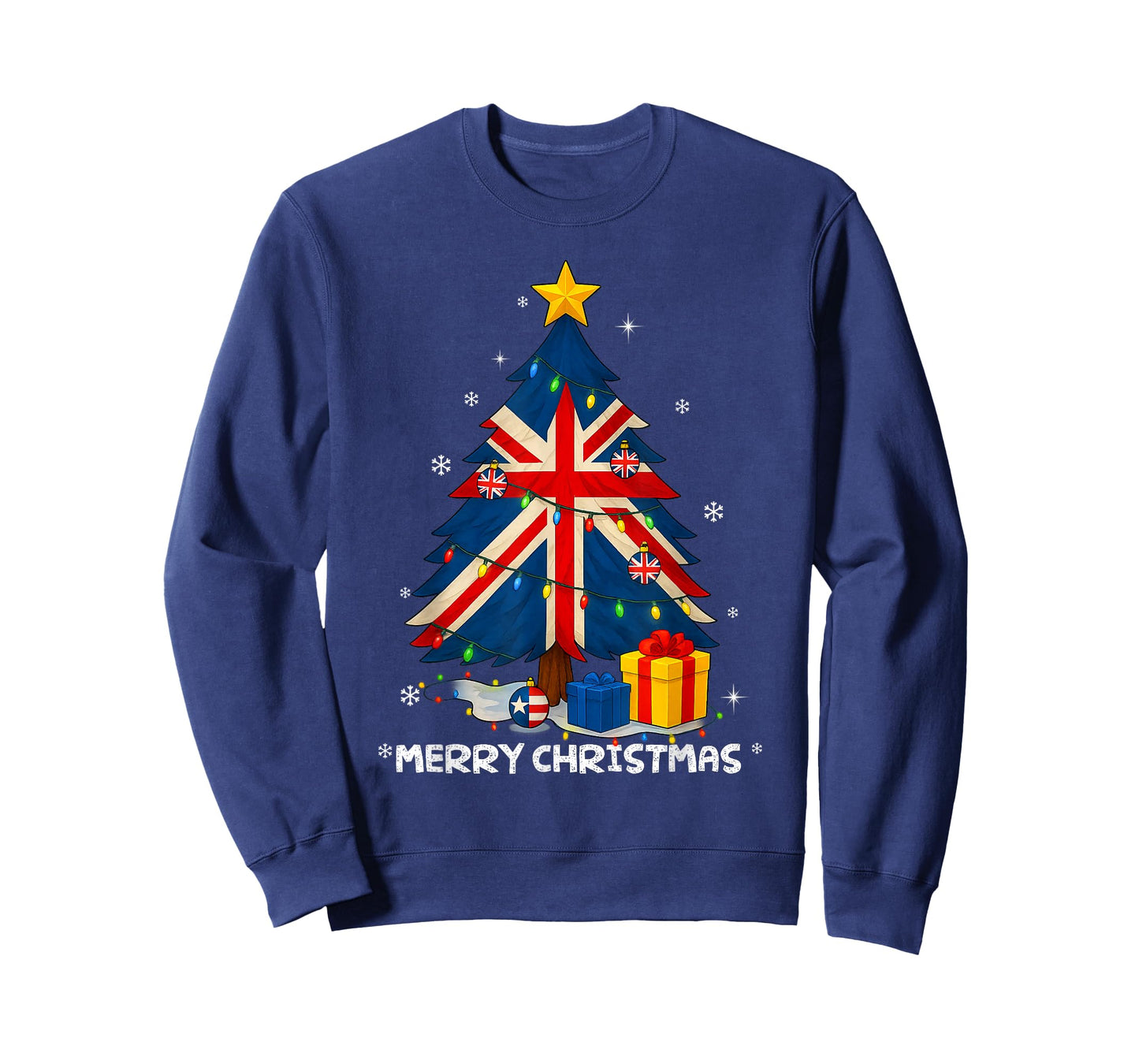 British Flag Tree Lights Christmas Pajamas -Country Xmas T-Shirt