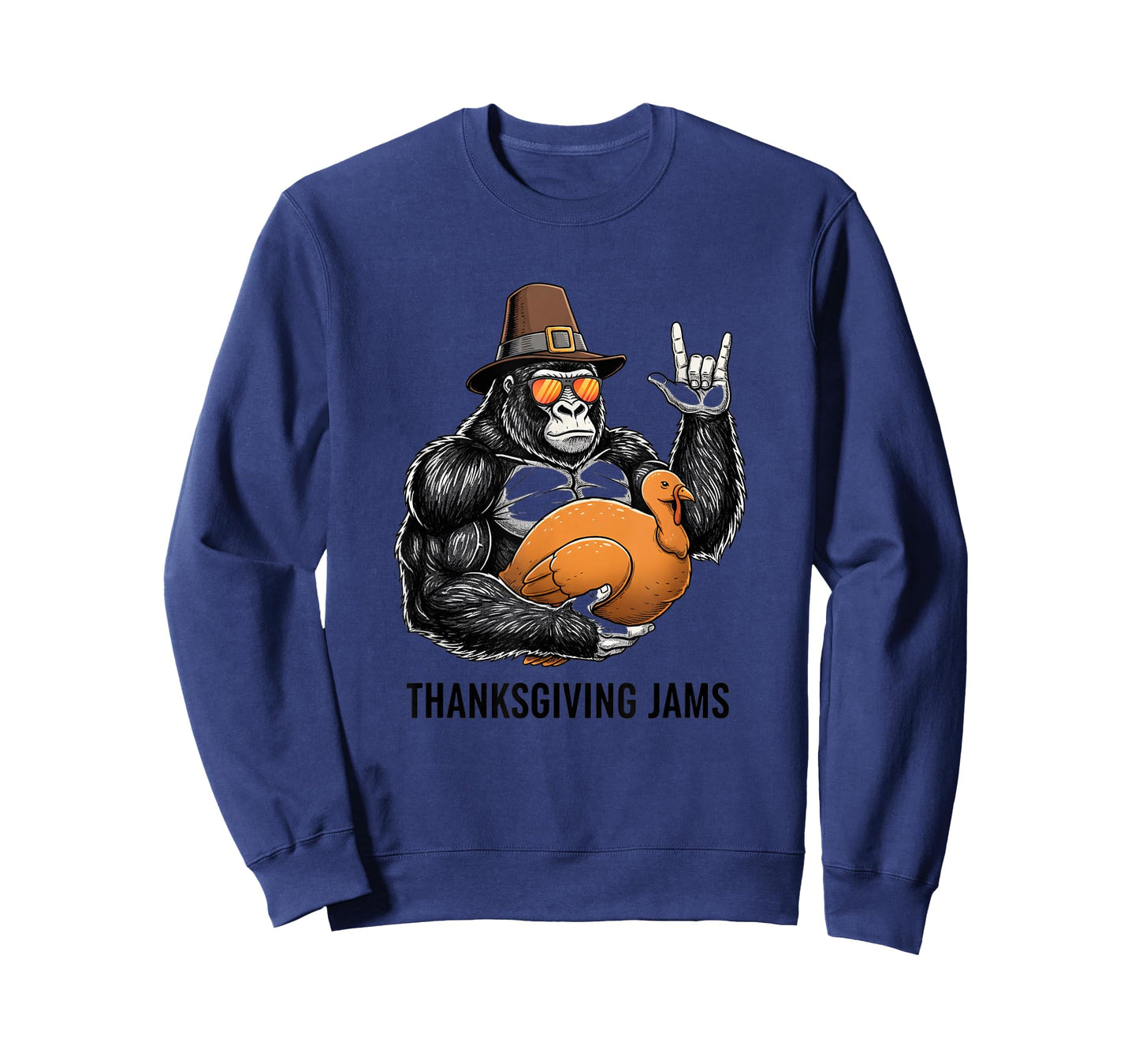 Funny Thanksgiving Gorilla Holding Turkey Pilgrim Hat & Ro T-Shirt