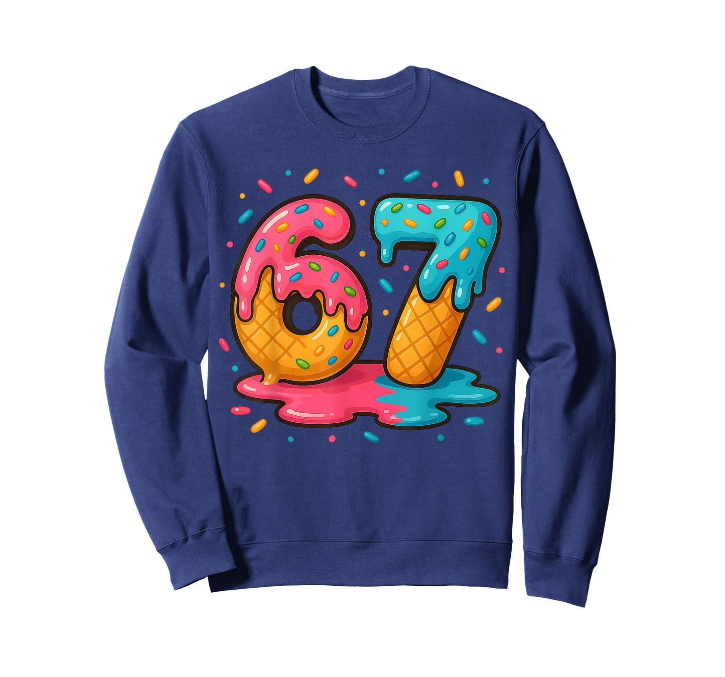 Six Seven Ice Cream Drip Cool Meme 67 Funny Number T-Shirt
