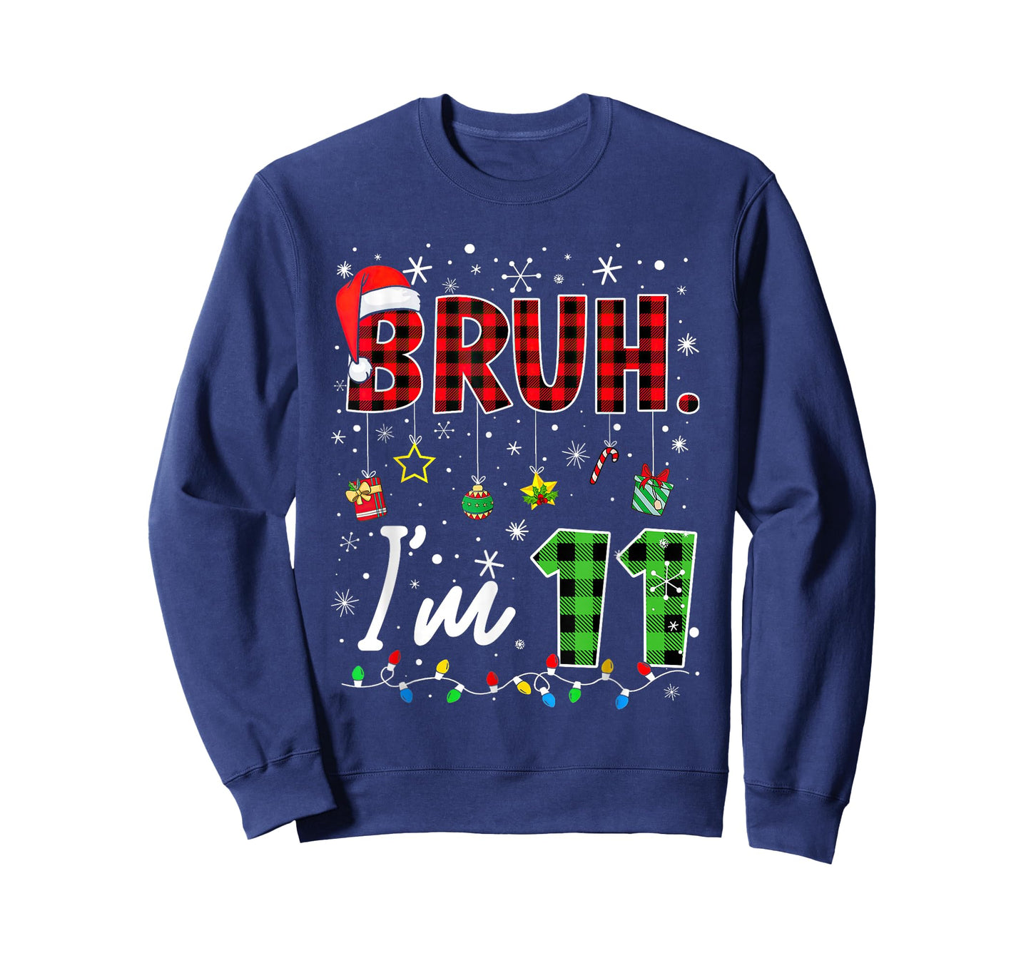 Bruh I'm 11 Years Old Christmas Red Plaid 11th Bday Pajamas T-Shirt