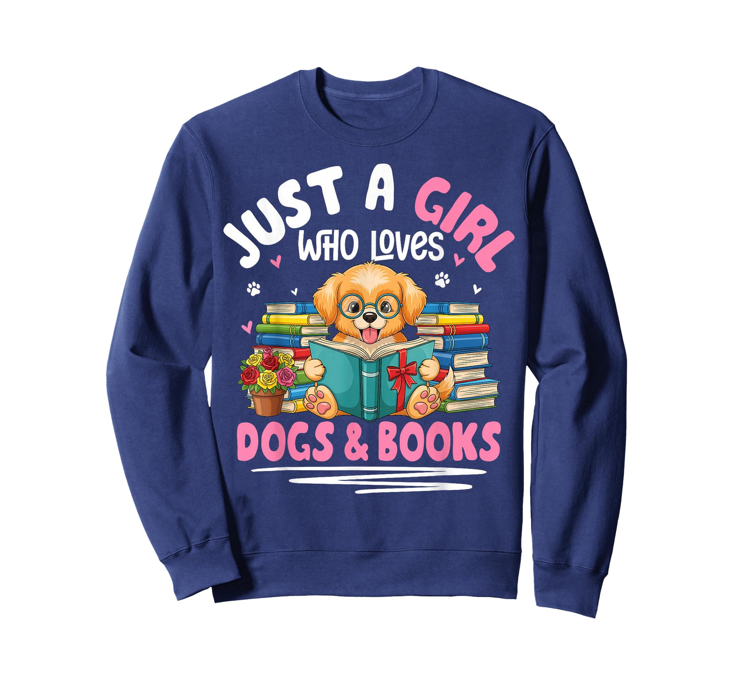 Just a Girl Who Loves Dogs & Books Funny Dog Reading T-Shirt