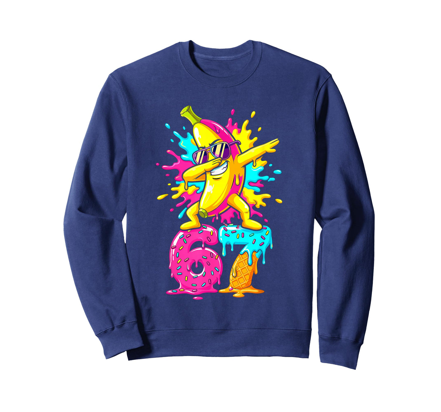 Funny 67 Baseball Ice Cream Six Seven Dabbing Banana T-Shirt