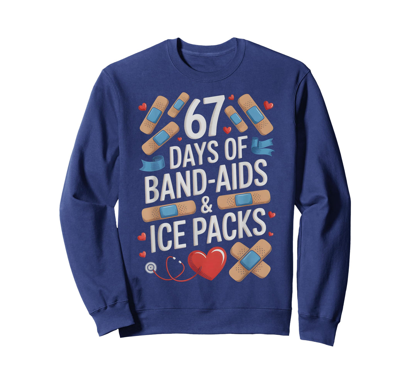 I Teach PE 67 Days of ICEPACKS School Nurse I Survived Joke T-Shirt