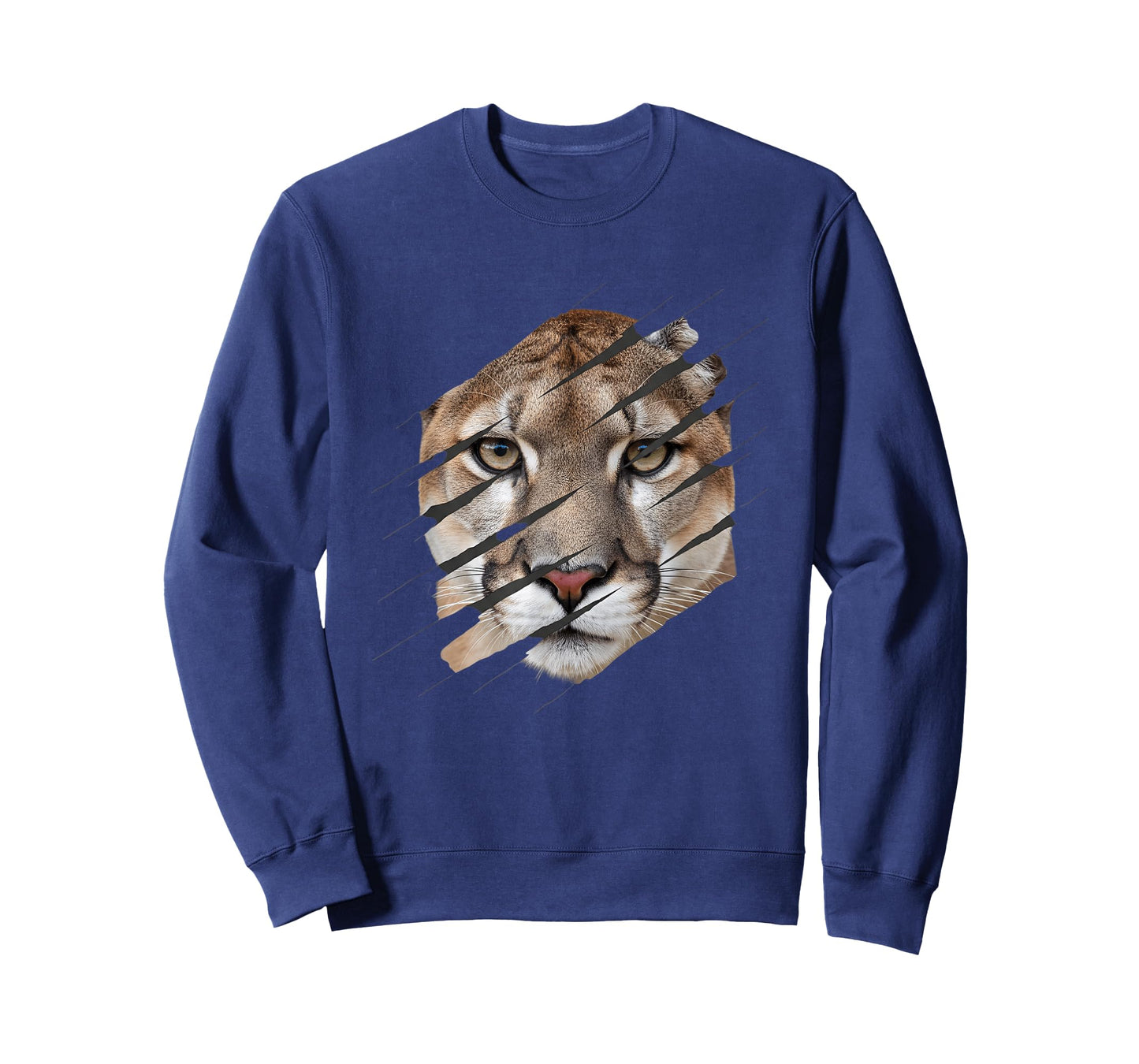 Cougar Face Through Claw Rips Jungle Animal Mountain Cat Fan T-Shirt