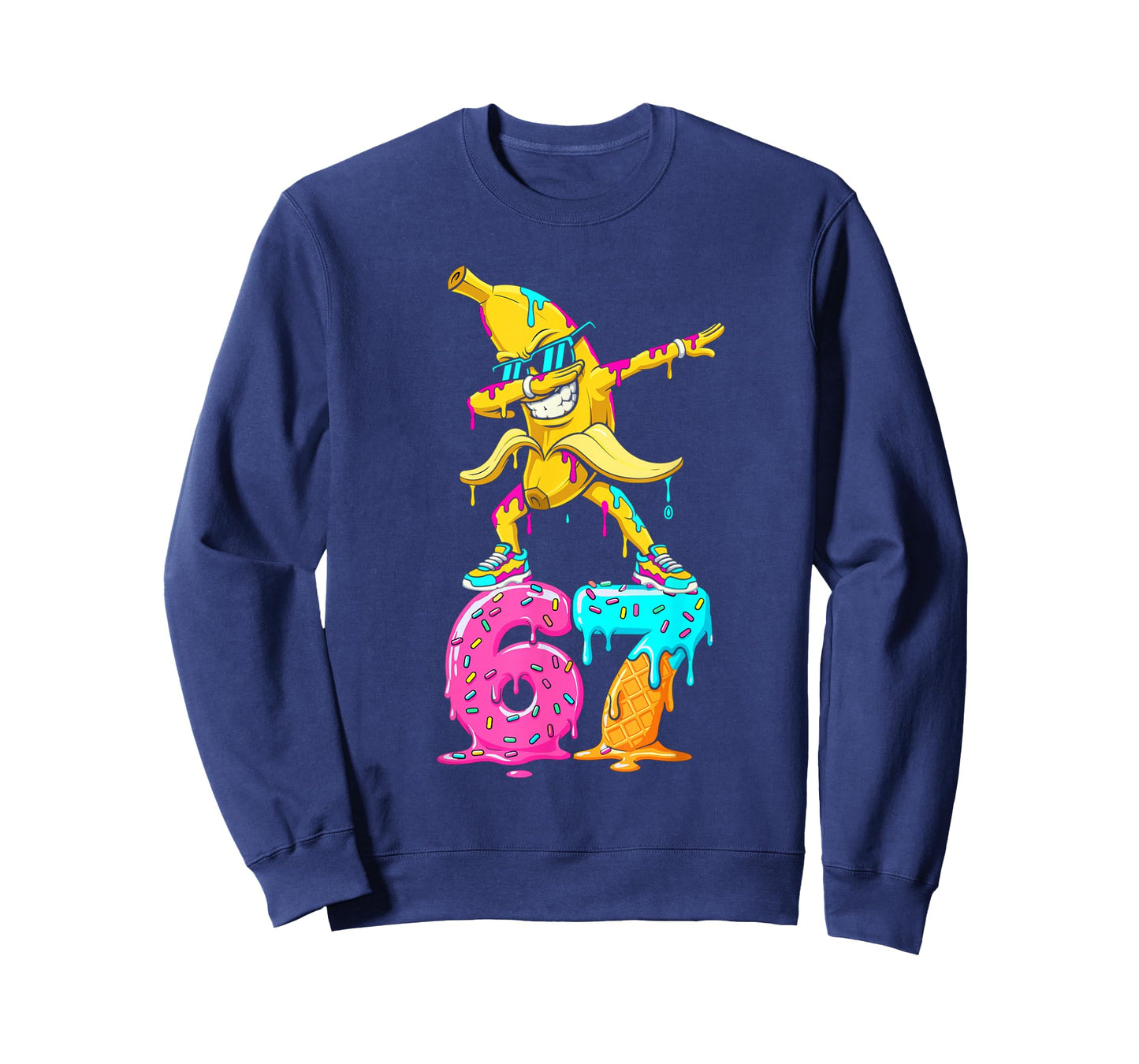Dabbing Banana 67 Ice Cream Drip Funny Six Seven Meme T-Shirt