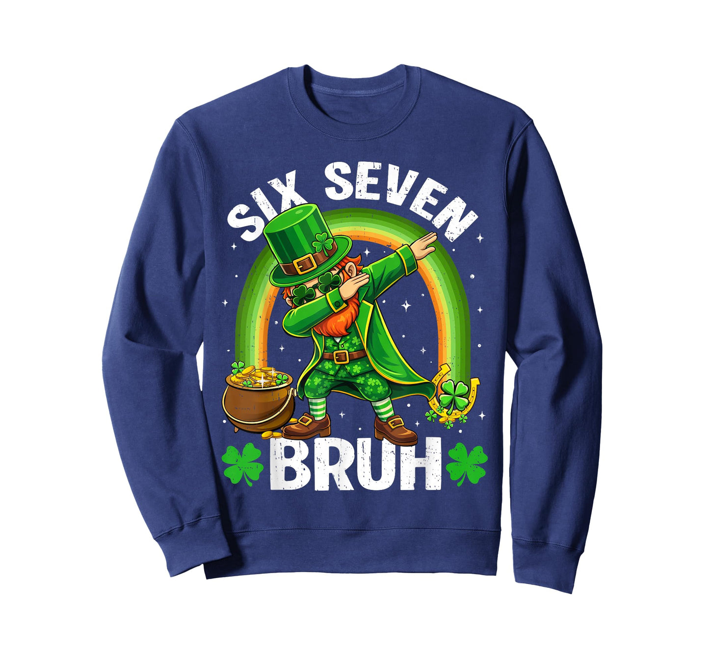 St Patricks Day Dabbing Leprechaun Boys Kids Six Seven Bruh T-Shirt