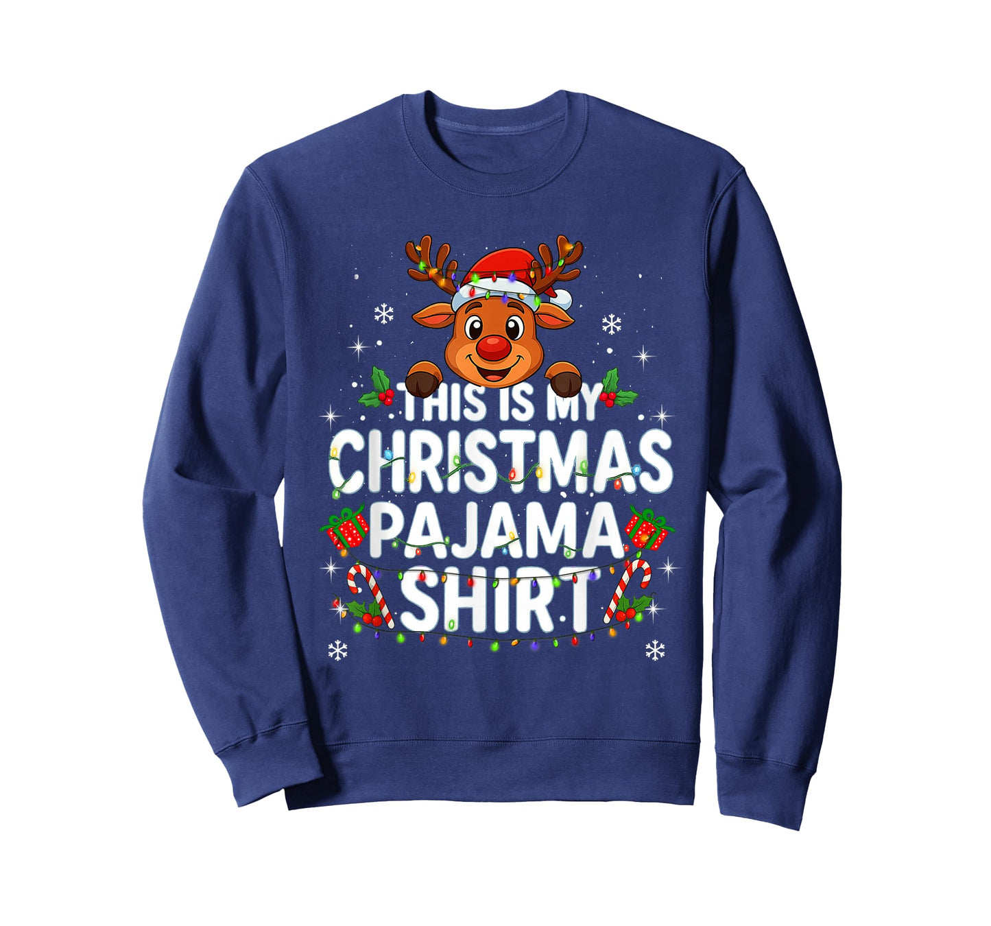 This is My Christmas Pajama Shirt Funny Christmas Reindeer T-Shirt