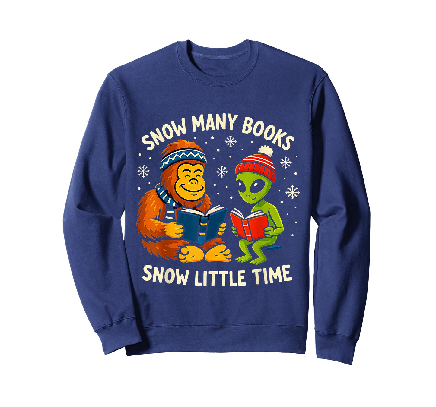 Bigfoot and Alien Snow Many Books Snow Little Time T-Shirt