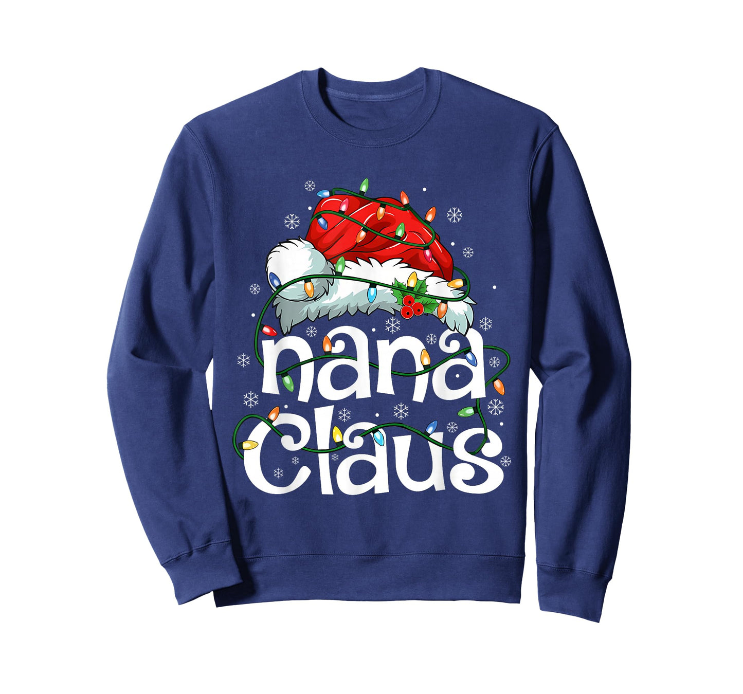 Nana Claus Christmas Lights Santa Pajama Family Matching T-Shirt