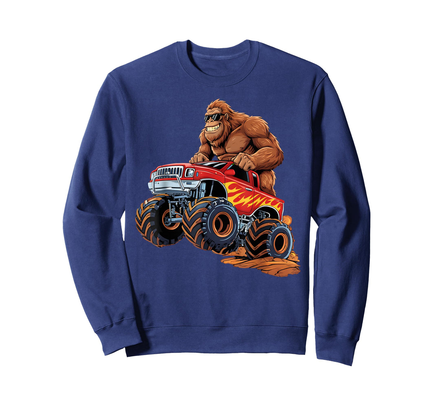 Funny Bigfoot Riding Monster Truck Sasquatch Graphic T-Shirt