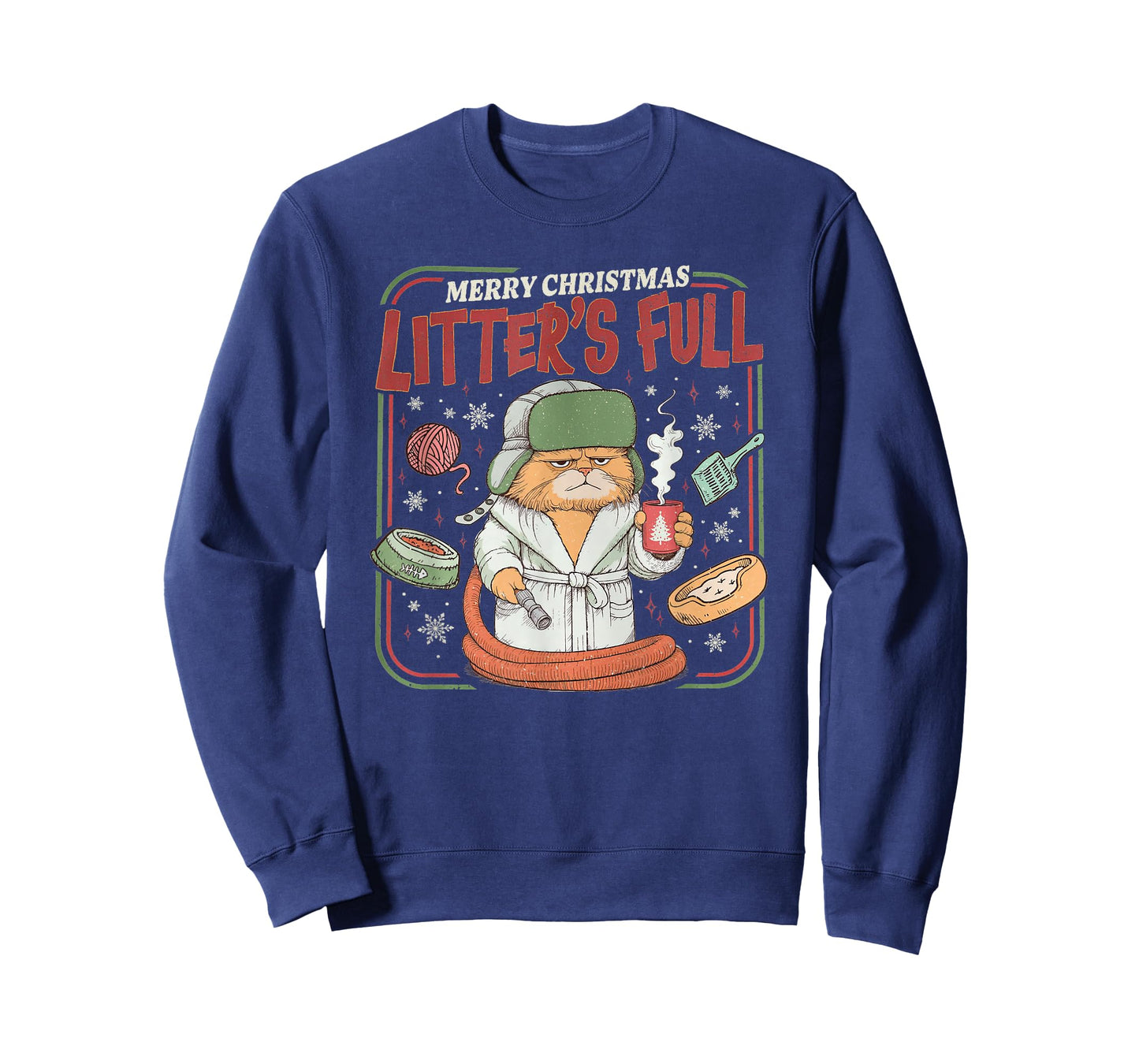 Litter's Full Merry Christmas Funny Cat Lovers Holidays Xmas T-Shirt