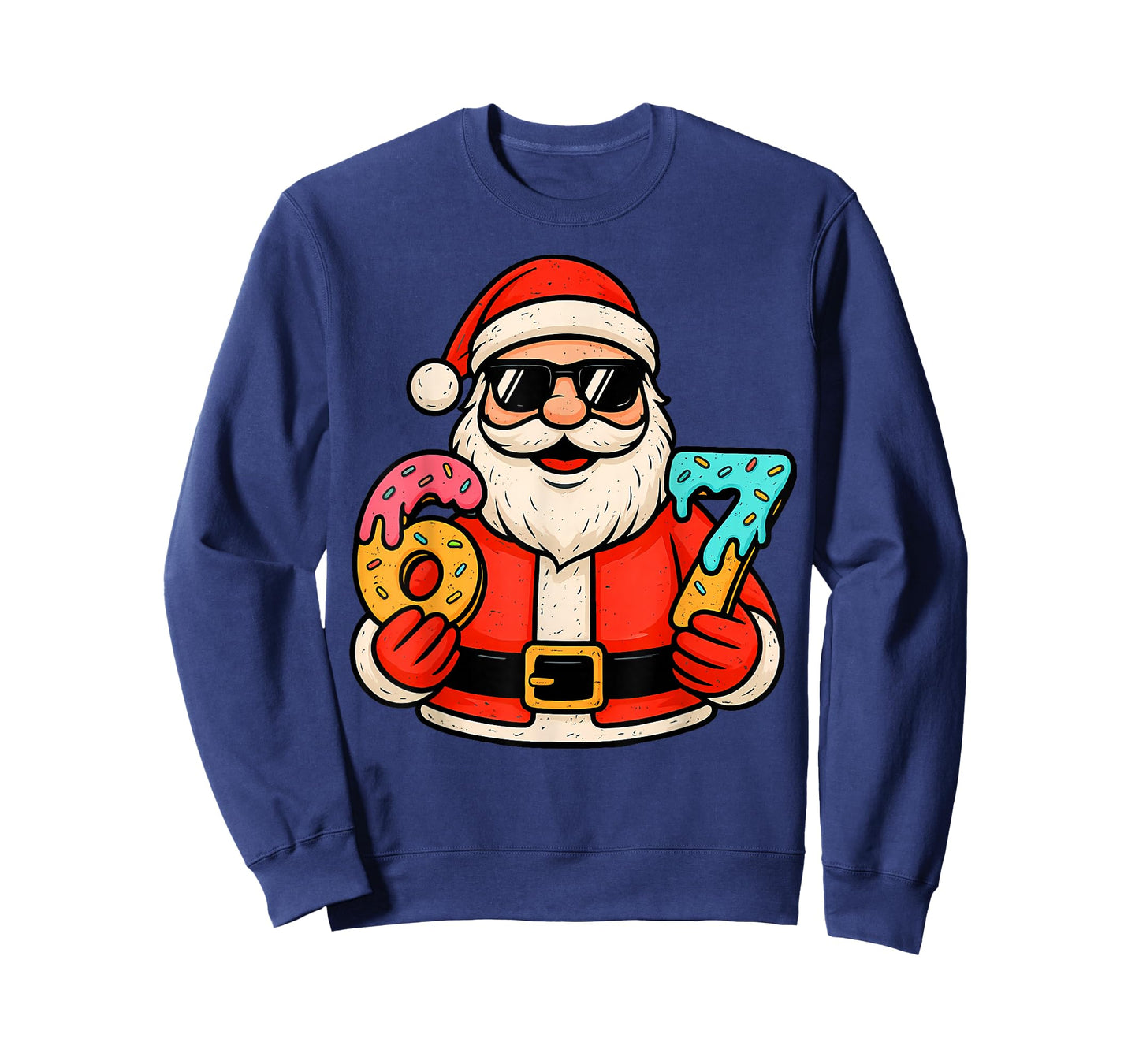Funny Santa 67 Ice Cream Drip Christmas Xmas Teens Boys Kids T-Shirt