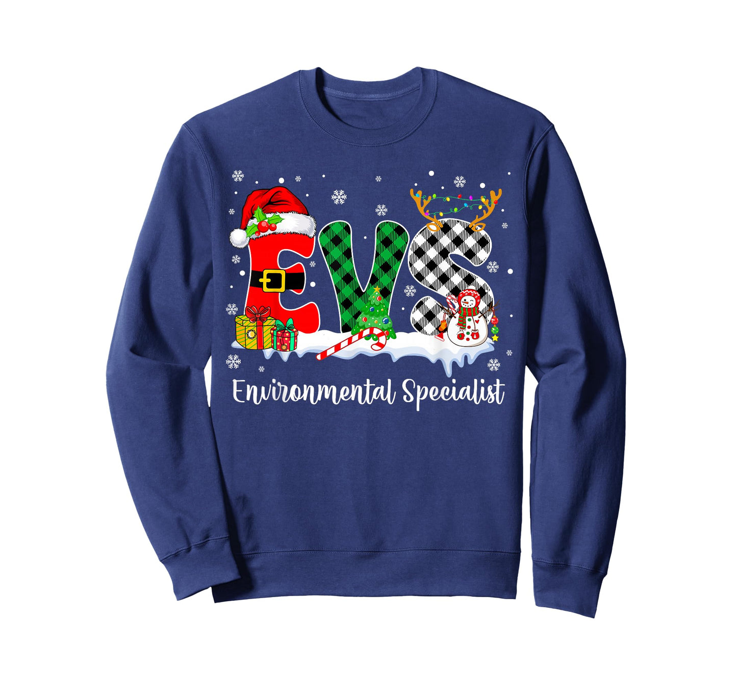 Environmental Specialist Christmas Lights Red Plaid Xmas EVS T-Shirt