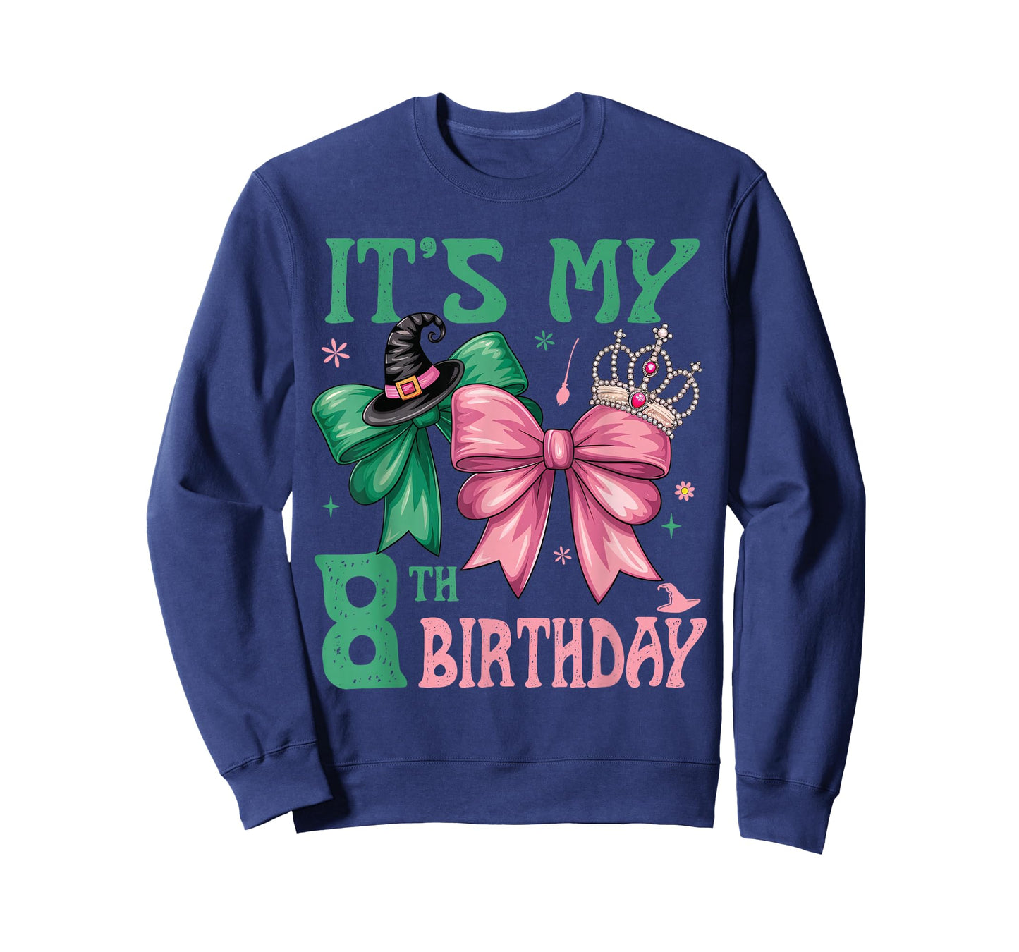 8th Birthday Girl Its My 8th Birthday Witch Pink and Green T-Shirt