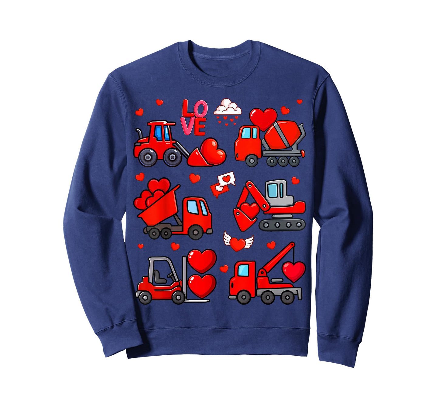 Funny Heart Truck Consturction Love Valentine Outfit Boy Kid T-Shirt