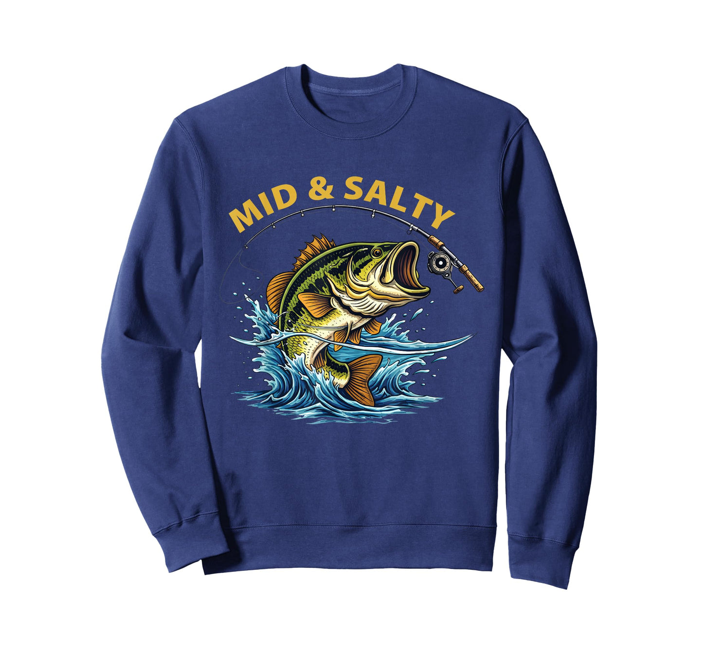 Vintage Mid & Salty Angry Bass Fishing Men Women Kid T-Shirt