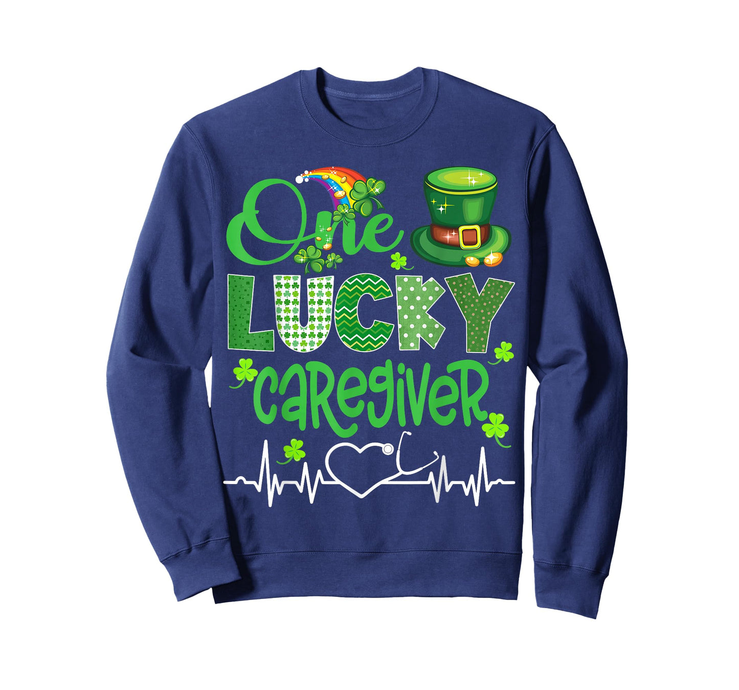 One Lucky Caregiver Shamrock Stethoscope St Patricks Day T-Shirt