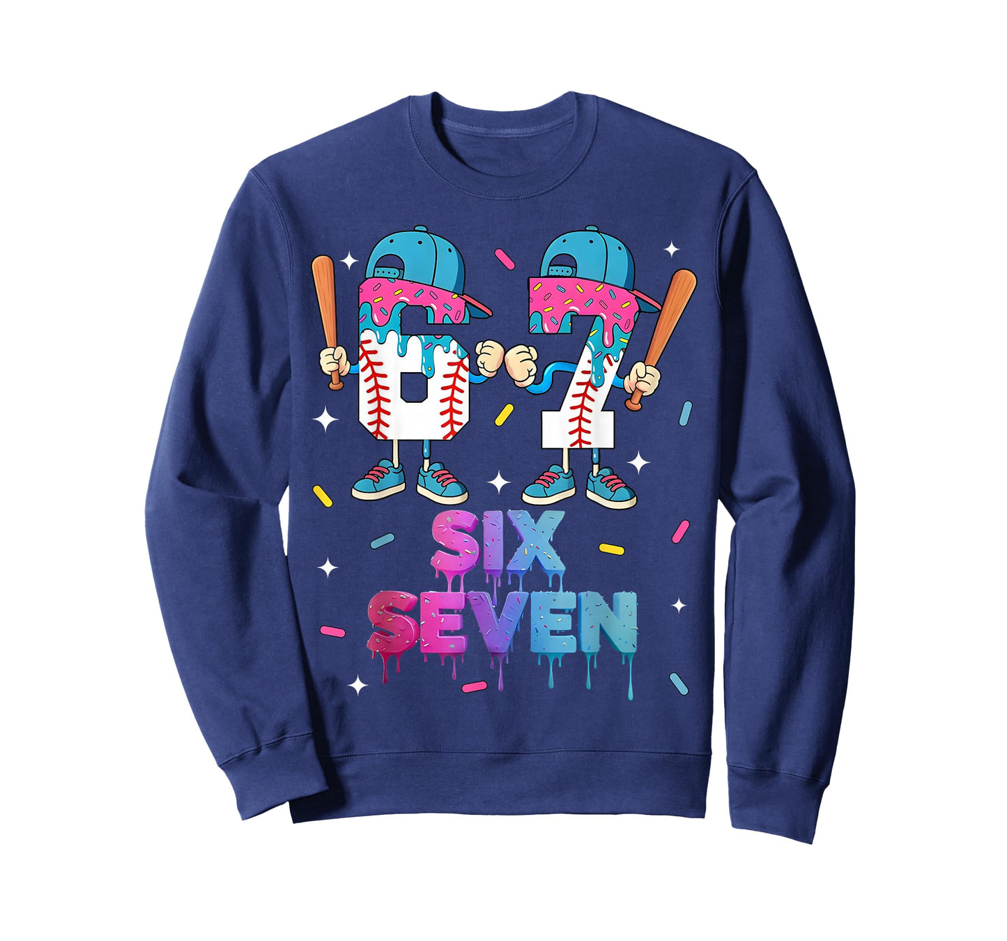 Six Seven Baseball Ice Cream Drip 6 7 Meme Gen Alpha Slang T-Shirt