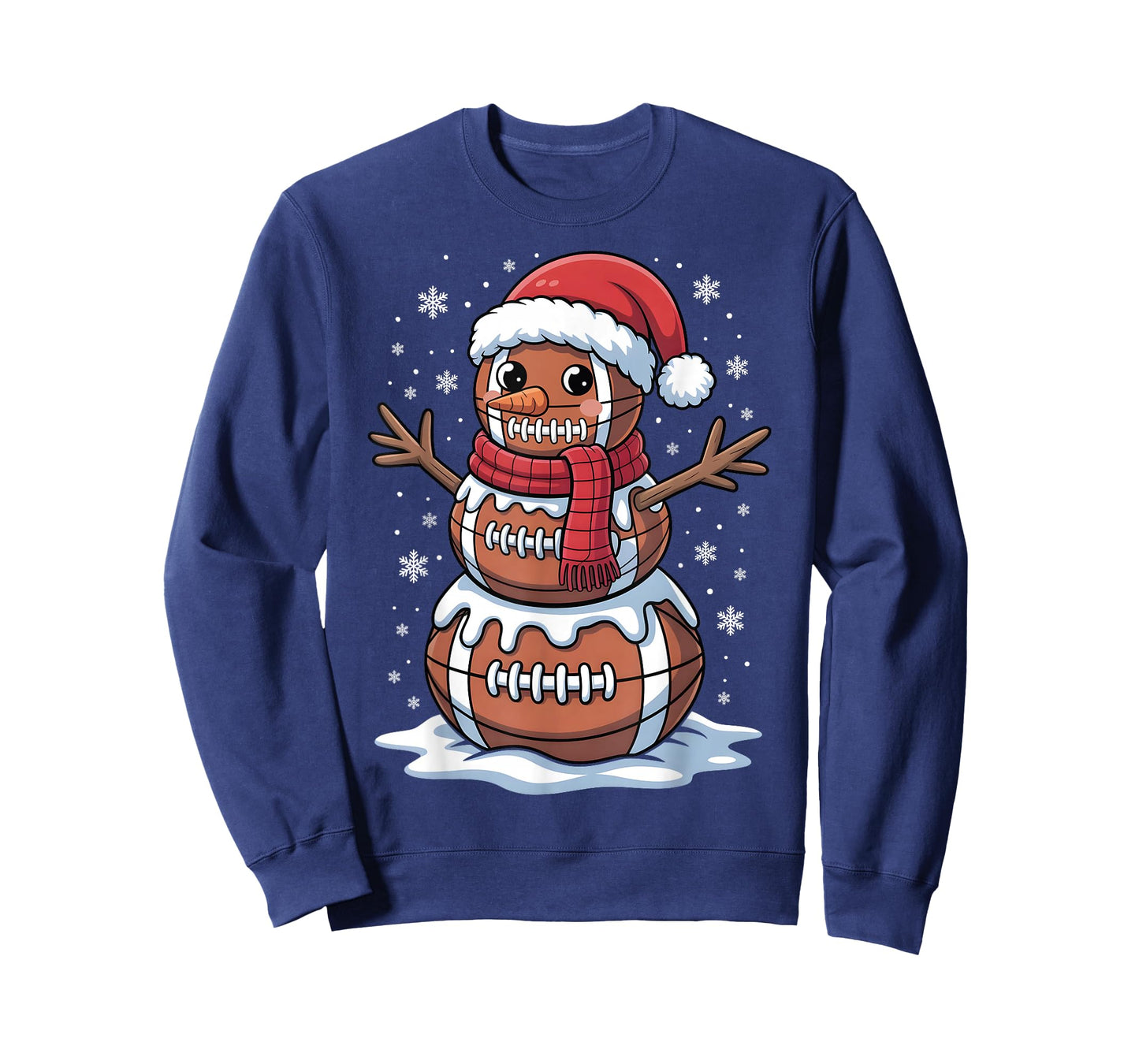 American Football Christmas Snowman Santa Hat Xmas Football T-Shirt