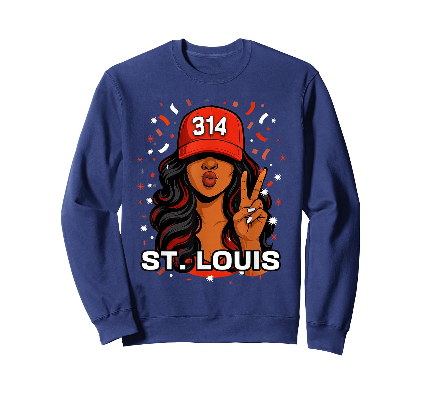 314 St. Louis Black Woman with Red Hat T-Shirt