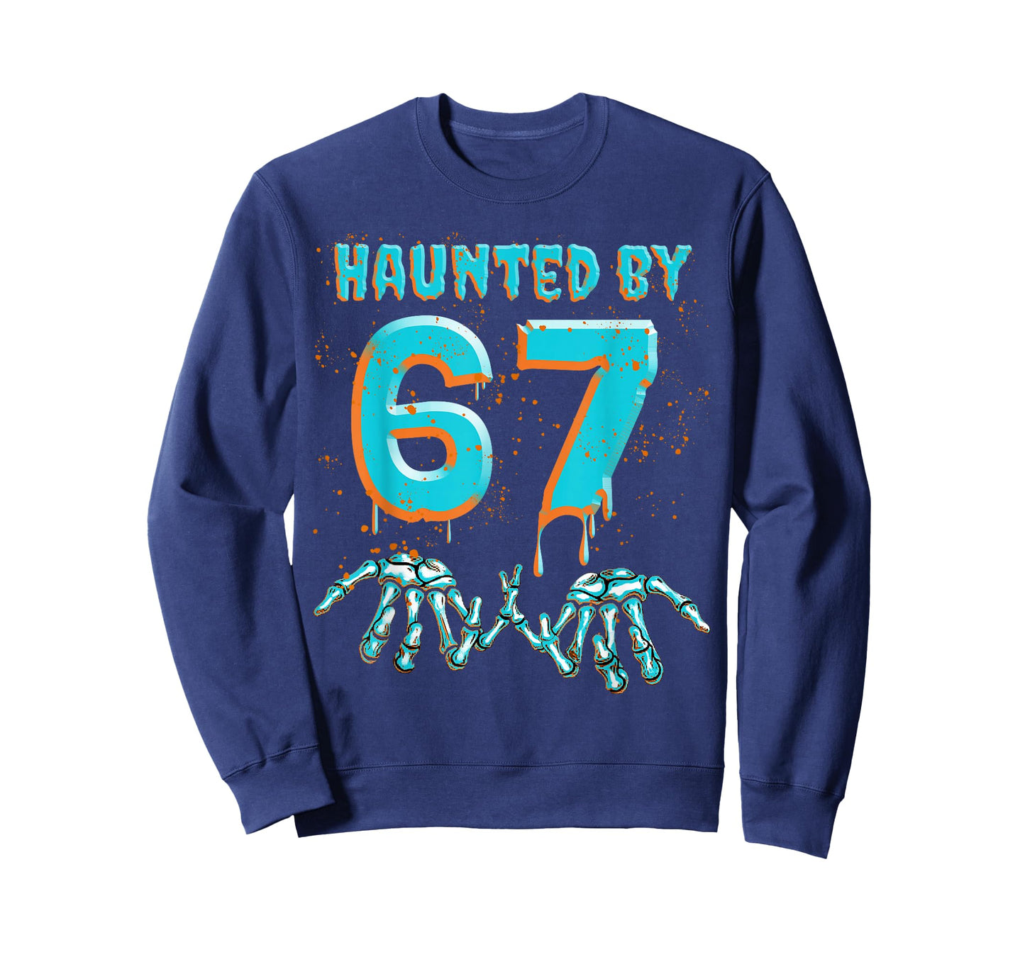 Fun 67 Meme Halloween Skeleton Hand Haunted by Six Seven T-Shirt