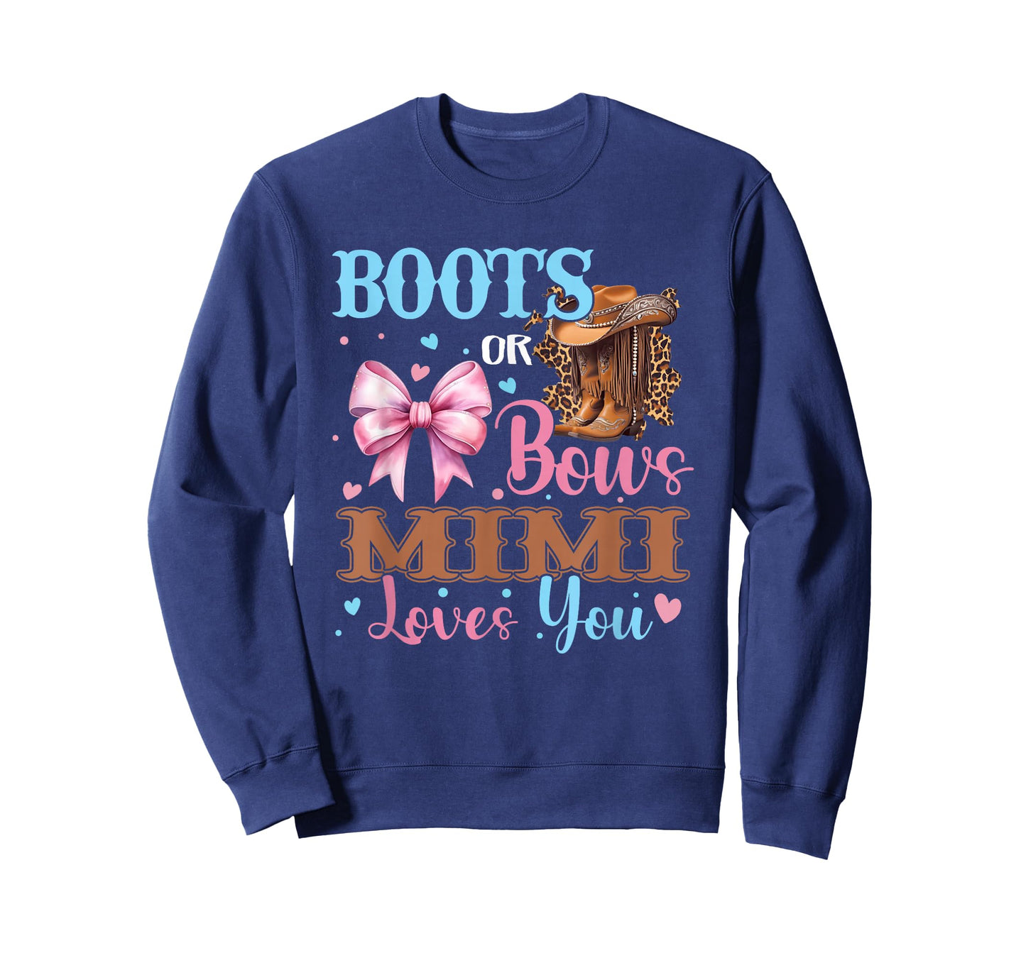 Boots or Bows Mimi Loves You Gender Reveal Family T-Shirt