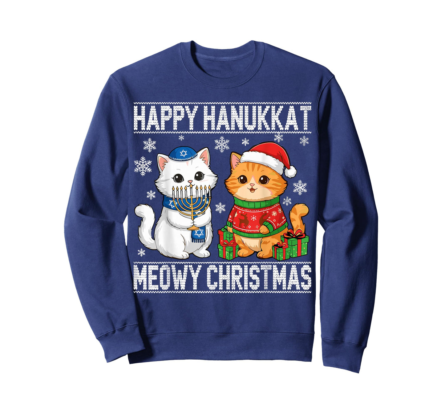 Cat Merry Christmas Happy Hanukkah T-Shirt