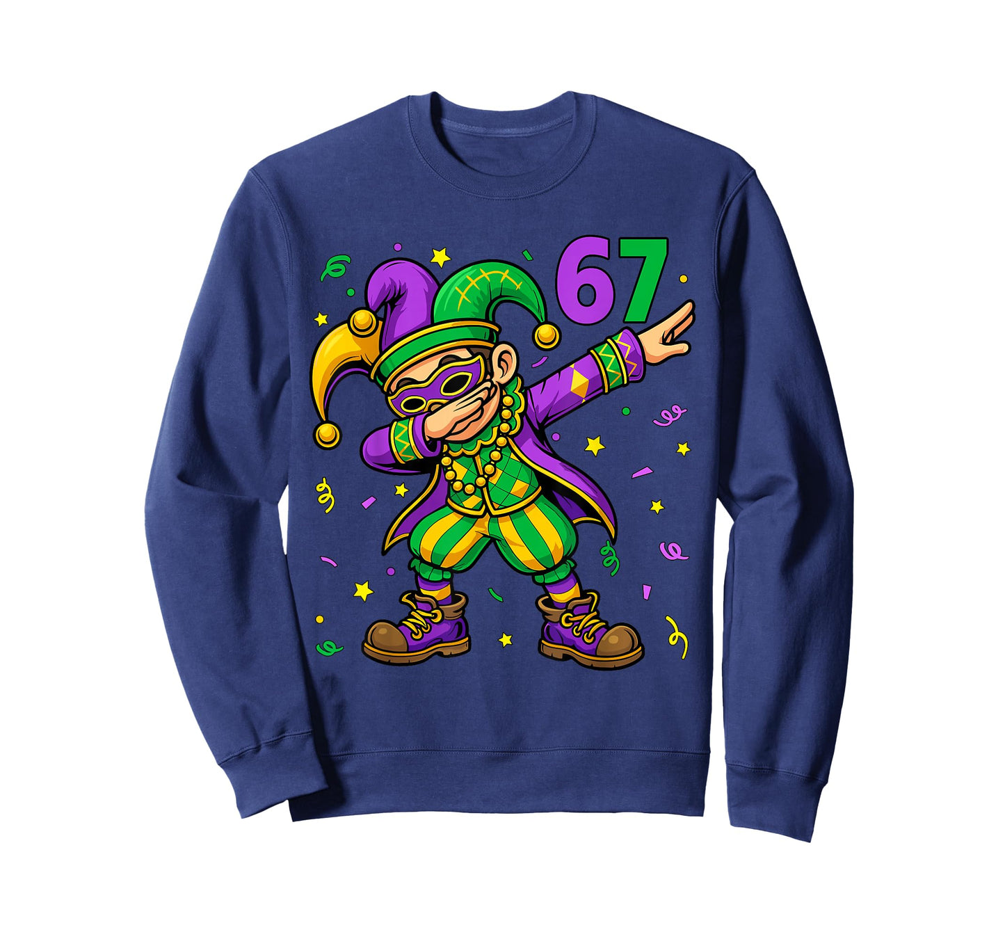 Mardi Gras Dabbing Boy Funny Six Seven 67 Meme Men Boy Kid T-Shirt