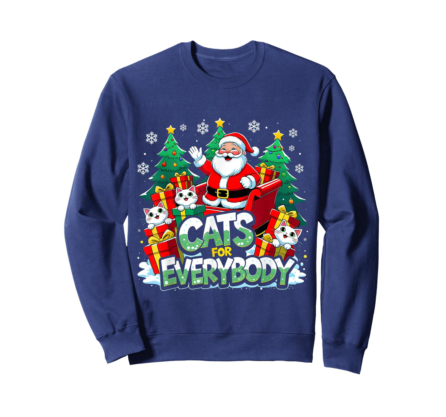 Cats for Everybody Funny Santa Christmas Art T-Shirt