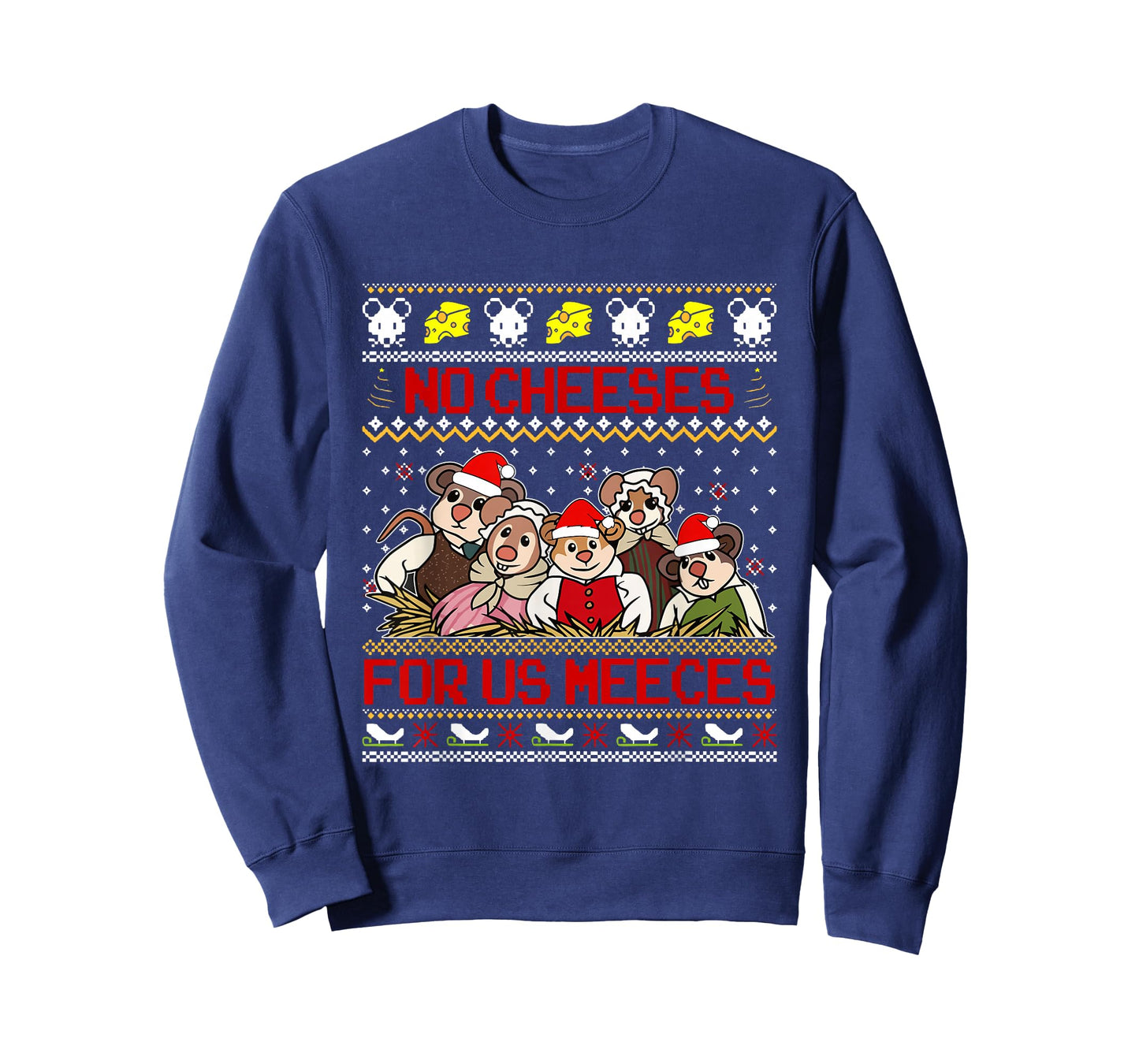 No Cheeses for Us Meeces Christmas Santa Mouse Cheese Lover T-Shirt