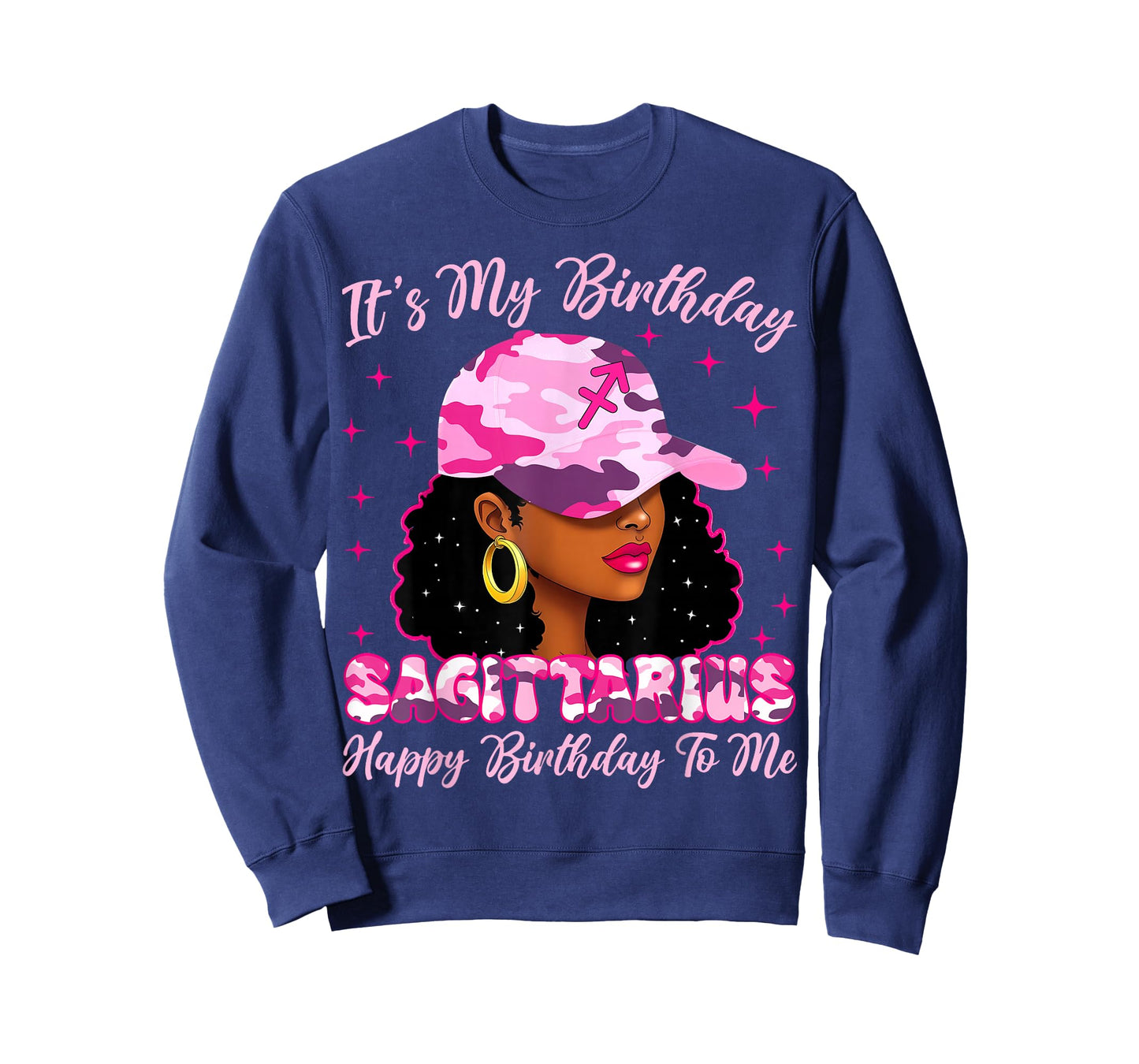 It's My Birthday Sagittarius Black Woman Pink Camo T-Shirt
