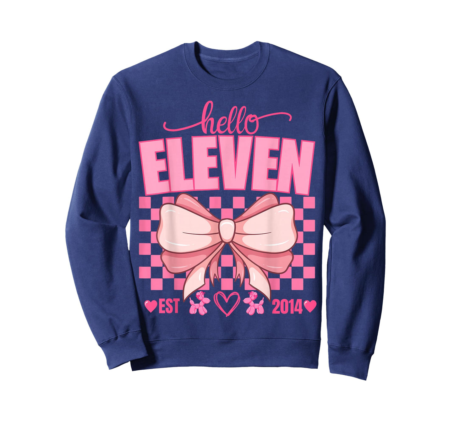 11th Birthday Girl Hello Eleven Est 2014 Pink Coquette Bow T-Shirt